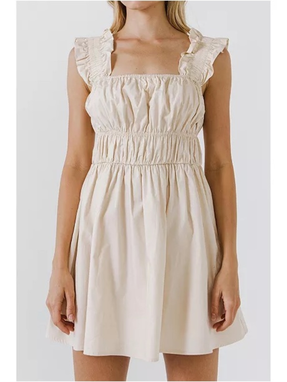 English Factory Women's Ruffled Detail Mini Dress Sz Small Square Neckline